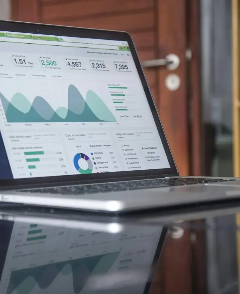 Campaign analytics dashboard on a laptop